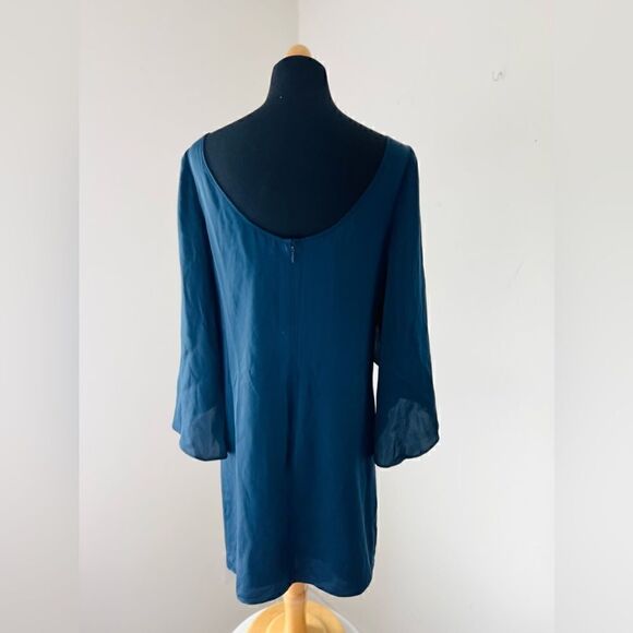 Milly Silk blend V-Neck Butterfly Dress Long Navy Blue Silk Blend Dress Size 8 - Picture 9 of 12